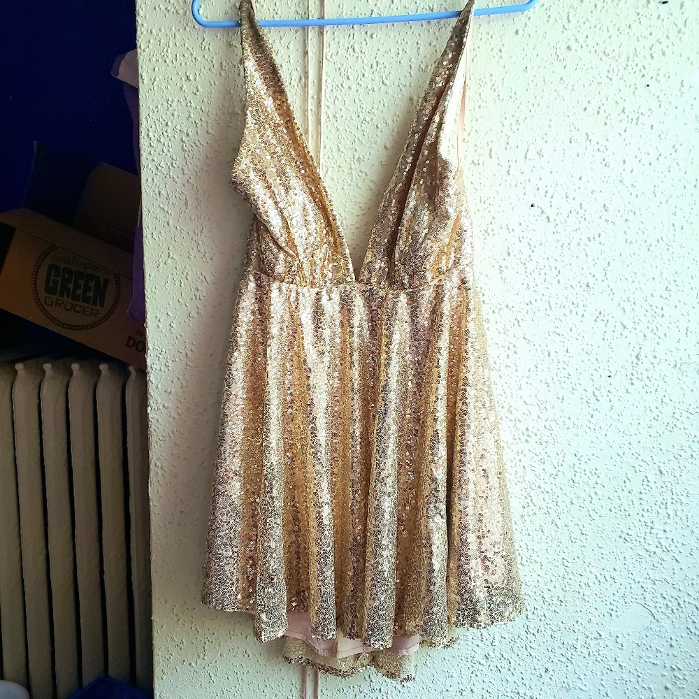 NWOT Gold sequin mini dress
